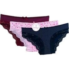 Aknca Bikini Beli Floş Damla, Paça Sur Dantel 3'lü Paket