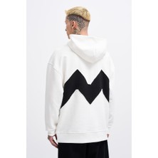Machinist Clothing Erkek M Shaped Pactwork Kapüşonlu Sweatshirt Ekru