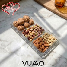  Vuao Bölmeli Servis Tabağı 30.5 cm x 15,5 cm - 3 Bölmeli Kaliteli Cam Servis Tabağı