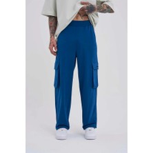 Machinist Clothing Erkek Kargo Cepli Oversize Baggy Eşofman Altı Indigo