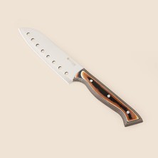 Evidea Kitchen Delikli Santoku Şef Bıçağı - Kahverengi - 28 cm