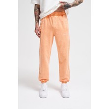 Machinist Clothing Erkek Luxury Basic Yıkamalı Jogger Eşofman Altı Turuncu Efektli