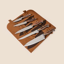 Evidea Kitchen Pro 5 Parça Deri Çantalı Bıçak Seti - Kahverengi