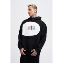 Machinist Clothing Erkek Printed And Patched Kapüşonlu Sweatshirt Siyah