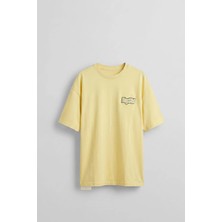 Abluka Online Erkek Boxy Fit Kabartma Nakışlı T-Shirt Sarı