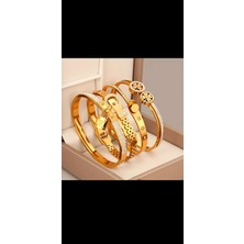 Chd-Store Paslanmaz Çelik,parlak Zirkon Taşlı,18 Ayar Altın Kaplama ,4,lü Bileklik Seti