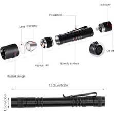 Hype Store 395NM Ultraviyole Uv Kalem El Feneri - Alüminyum Darbeye Suya Dayanıklı Cep Feneri Klipsli Kalem Fener Blacklight