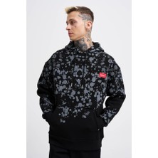 Machinist Clothing Erkek Splash Printed Kapüşonlu Sweatshirt Siyah