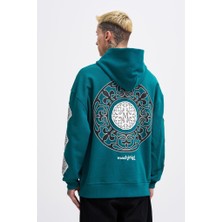 Machinist Clothing Erkek Patched Ethnic Kapüşonlu Sweatshirt Yağ Yeşili