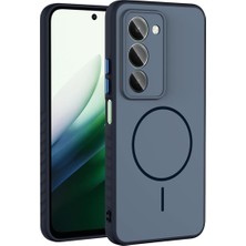 Hype Store - 15 5g ile Uyumlu Kılıf Kamera Korumalı Magsafe ile Uyumlu Şarj Özellikli Yumuşak Renkli Kenarlı Mat Silikon Kapak - Lacivert