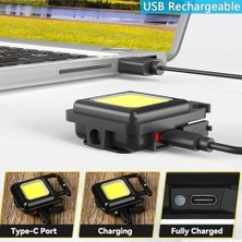 Hype Store Mini LED Cob El Feneri - 30 LED Şarj Edilebilir Anahtarlık, Çok Fonksiyonlu Taşınabilir Cep Lambası, Manyetik Taban Kancalı, Kamp, Onarım, Acil Durum ve Garaj Için Küçük Işık