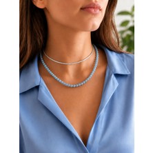 Cunda Doğal Taş Design Akuamarin Doğal Taş Kolye (Aquamarine)