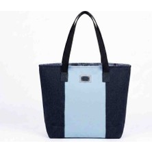 Mavicenza Kadın Denim Kot Kanvas Patchwork Omuz Çantası Renk Bloklu  Tote Çanta