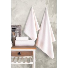 Hype Store | 50X90-70X140 cm 4'lü Banyo Havlu SETI,%100 Pamuklu Havlu Takımı Krem