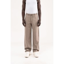Machinist Clothing Erkek Keten Çizgili Bağcıklı Pantolon Taş