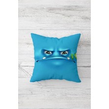 Hype Store Pelangi Kızgın Emoji Çift Tarafı Baskılı Gizli Fermuarlı Yastık Kılıfı Kırlent Koltuk Yastık Kılıfı, Mavi 45 x 45, 2469161545451