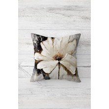 Hype Store Pelangi Soft Çiçek Çift Tarafı Baskılı Gizli Fermuarlı Yastık Kılıfı Kırlent Koltuk Yastık Kılıfı, Beyaz-Gümüş-Siyah 45 x 45
