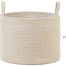 Hype Store Bej Kırçıllı Pamuklu Halat Sepet 35 x 27 cm