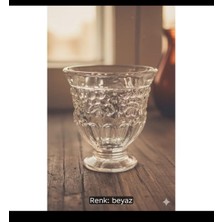 Bodrum Asel Nostaljik Ayaklı Kabartma Cam Kadeh / Vintage Su Bardağı