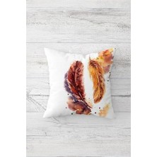 Hype Store Pelangi Kahverengi Tüy Desenliçift Tarafı Baskılı Gizli Fermuarlı Yastık Kılıfı Kırlent Koltuk Yastık Kılıfı, Beyaz-Koyu Sarı 45 x 45