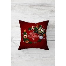 Hype Store Pelangi Yeni Yıl Temalı Çift Tarafı Baskılı Gizli Fermuarlı Yastık Kılıfı Kırlent Koltuk Yastık Kılıfı, Koyu Kırmızı 45 x 45, 24691174345451