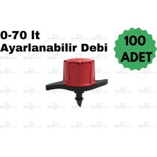 İrritime Hat Üstü Debi Ayarlı 100 Adet Damlatıcı / 0-70LT