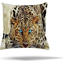 Hype Store Pelangi Leopar Desen Gizli Fermuarlı Yastık Kılıfı Kırlent Kılıfı Koltuk Yastık Kılıfı, Leopar 45 x 45