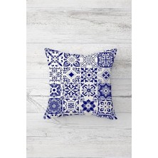 Hype Store Pelangi Mavi Çini Motifli Çift Tarafı Baskılı Gizli Fermuarlı Yastık Kılıfı Kırlent Koltuk Yastık Kılıfı, Çok Renkli 45 x 45