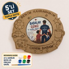 Morana Design Babalar Günü Boyanabilir Ahşap Magnet | Benim Kahramanım Canım Babam | Çocuk Etkinliği ve El Yapımı Hediye | 15X13 cm