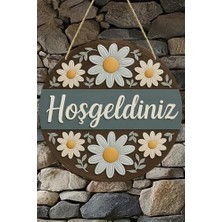 Hype Store Hoş Geldiniz Çiçekli Uv Baskı 3D Görünümlü Mdf Kapı Süsü | Askılı Silinebilir Dekoratif KS012,KS012 20 x