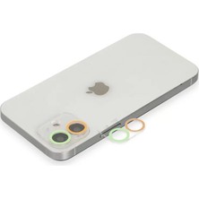 Esplendor Newface Apple iPhone 12 Mini Renkli Kamera Lens Koruma Cam - Turuncu-Yeşil