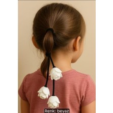 Bodrum Asel Köpük Gül Aksesuarlı Saç Lastiği – Çocuklar Için Yumuşak Çiçekli Ponytail Toka