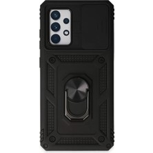 Esplendor Newface Samsung Galaxy A72 Kılıf Pars Lens Yüzüklü Silikon - Siyah