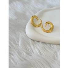 Revoia Modern Form Çelik Gold Küpe