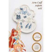 Hobi Dünyası Evim Armcuff Yapım Seti Flora Serisi Inci Detaylı Arm Cuff 30 Adet Boncuk 2 mm ve 0.30 mm Gold Tel Kol Bilekliği