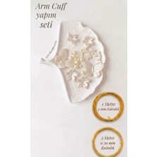 Armcuff Yapım Seti Inci Detaylı Arm Cuff 25 Adet Boncuk 2 mm ve 0.30 mm Gold Tel Kol Bilekliği Arm Cuff