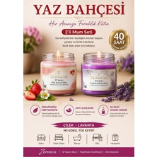 Zerneva 2’li Kokulu Mum Seti - (Çilek-Lavanta) – 300CC Cam Kavanoz, Hediyelik Dekoratif Mum