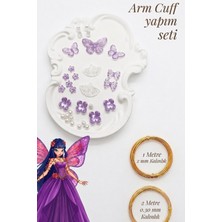 Armcuff Yapım Seti Flora Serisi Inci Detaylı Arm Cuff 30 Adet Boncuk 2 mm ve 0.30 mm Gold Tel Kol Bilekliği