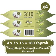 Sleepy Doğal Zeytinyağlı ve Pamuklu Cep Mendili 4 x 3 x 15  180 Yaprak Kokusuz Hassas Temizlik Sağlar