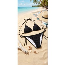Bağlamalı Siyah Bikini Takımı