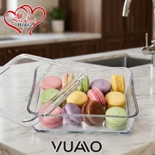Vuao Kare Kapaklı Cam Saklama Kabı Çerezlik ve Şekerlik 20.5X16 cm