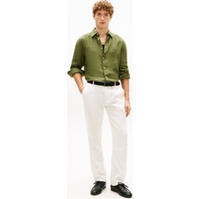 Tommy Hilfiger Pıgment Dyed Lı Solıd Rf Shırt Erkek Yeşil Gömlek - MW0MW41530