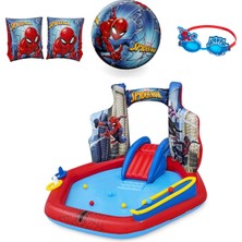 Bestway Eğlenceli Spider-Man Fiskiyeli Oyun Seti; Kolluk, Plaj Topu ve Gözlük 4'lü