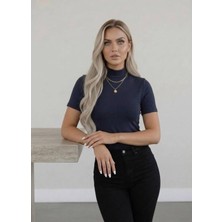 Hashtag Kadın Viskon Body Yarım Balıkçı Yaka Yarım Kol