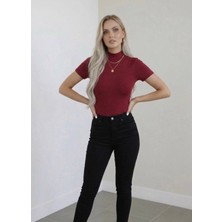 Hashtag Kadın Viskon Body Yarım Balıkçı Yaka Yarım Kol