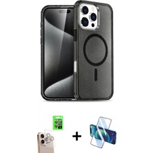 Marsilyan™- iPhone 16 Pro Max Kılıf Nova Asil Prime - Siyah 3D Antistatik Cam Ekran Koruyucu + Raze Metal Kamera Lens - Nlgy