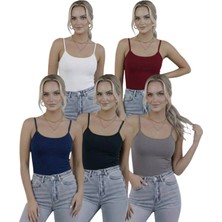 Hashtag Kadın Askılı Body 5’li Paket Basic Ince Askılı Esnek Günlük Üst