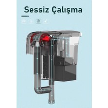 Akvaryum Askılı Şelale Filtre 3W 250 L/h Sessiz Çalışma Yüzey Temizleyici Sünger Filtreli