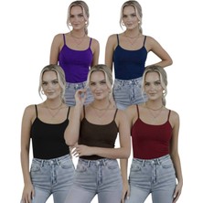 Hashtag Kadın Askılı Body 5’li Paket Basic Ince Askılı Esnek Günlük Üst