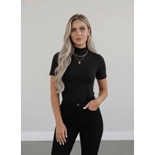 Hashtag Kadın Viskon Body Yarım Balıkçı Yaka Yarım Kol